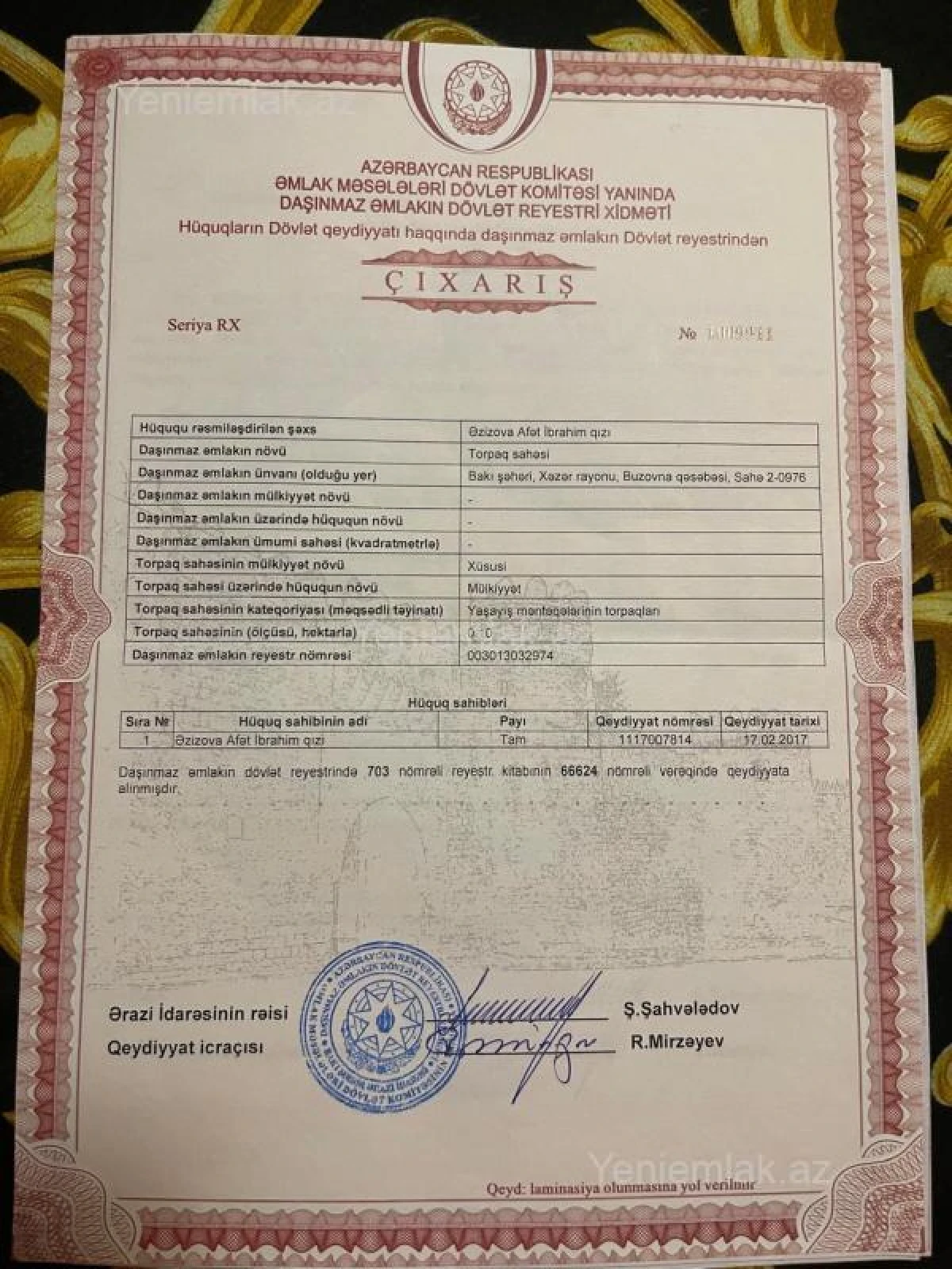 Satılır torpaq sahəsi