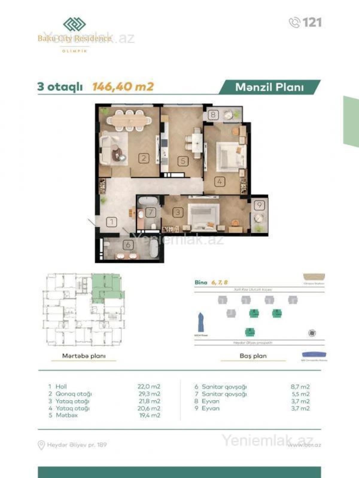 Satılır 3 otaqlı yeni tikili 147 m²