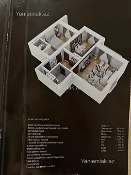 Satılır 2 otaqlı yeni tikili 100 m²