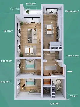 Satılır 3 otaqlı yeni tikili 110 m² — Bakı, Xətai 3 otaq 110.00 m²