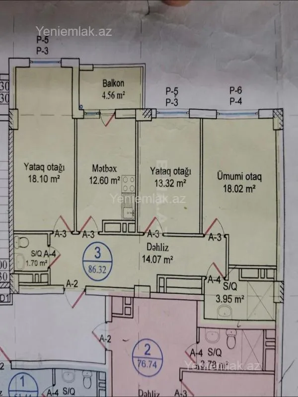 Satılır 3 otaqlı yeni tikili 86.3 m²
