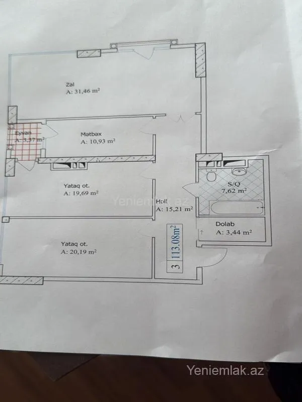 Satılır 3 otaqlı yeni tikili 112 m²