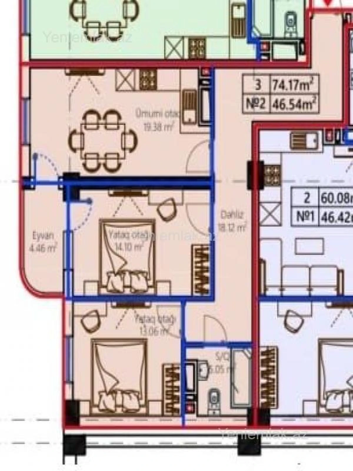 Satılır 3 otaqlı yeni tikili 74 m²