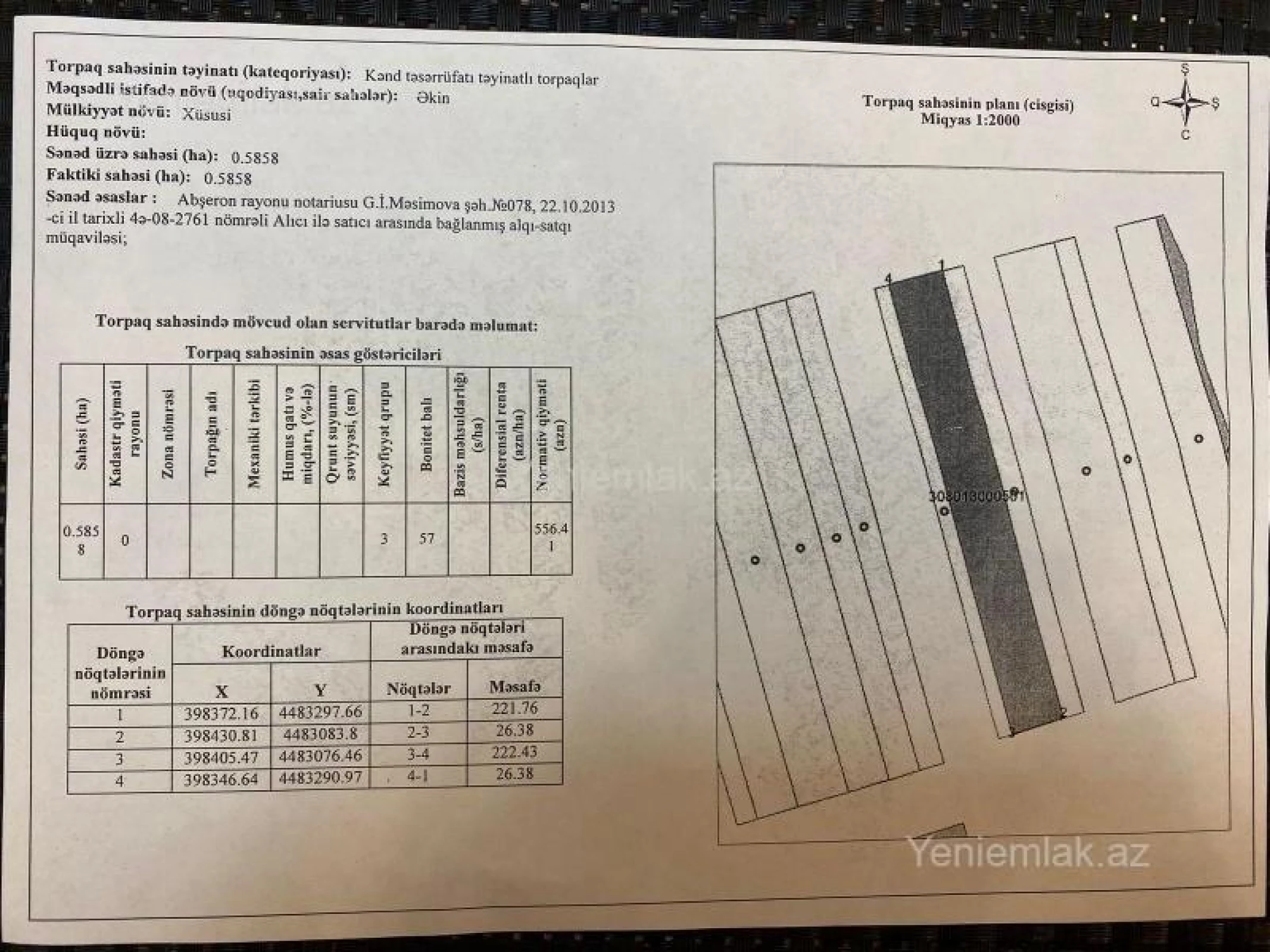 Satılır torpaq sahəsi