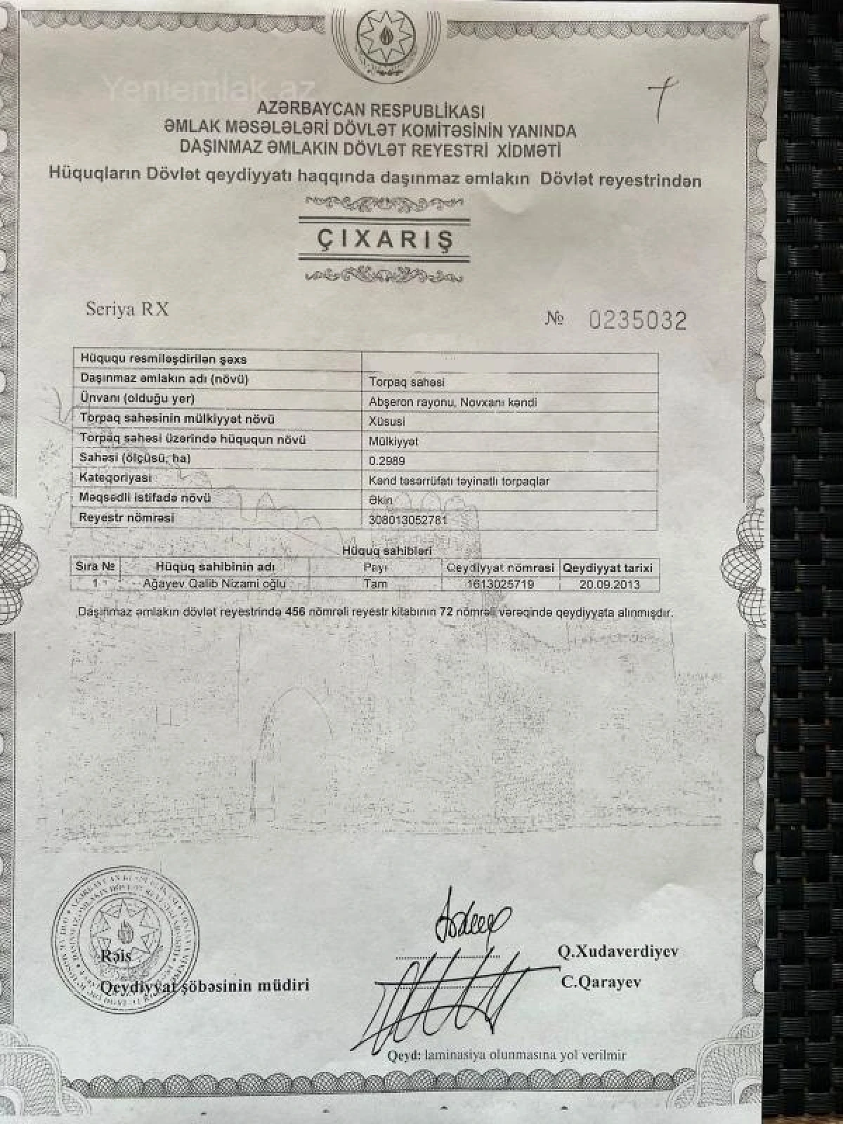 Satılır torpaq sahəsi