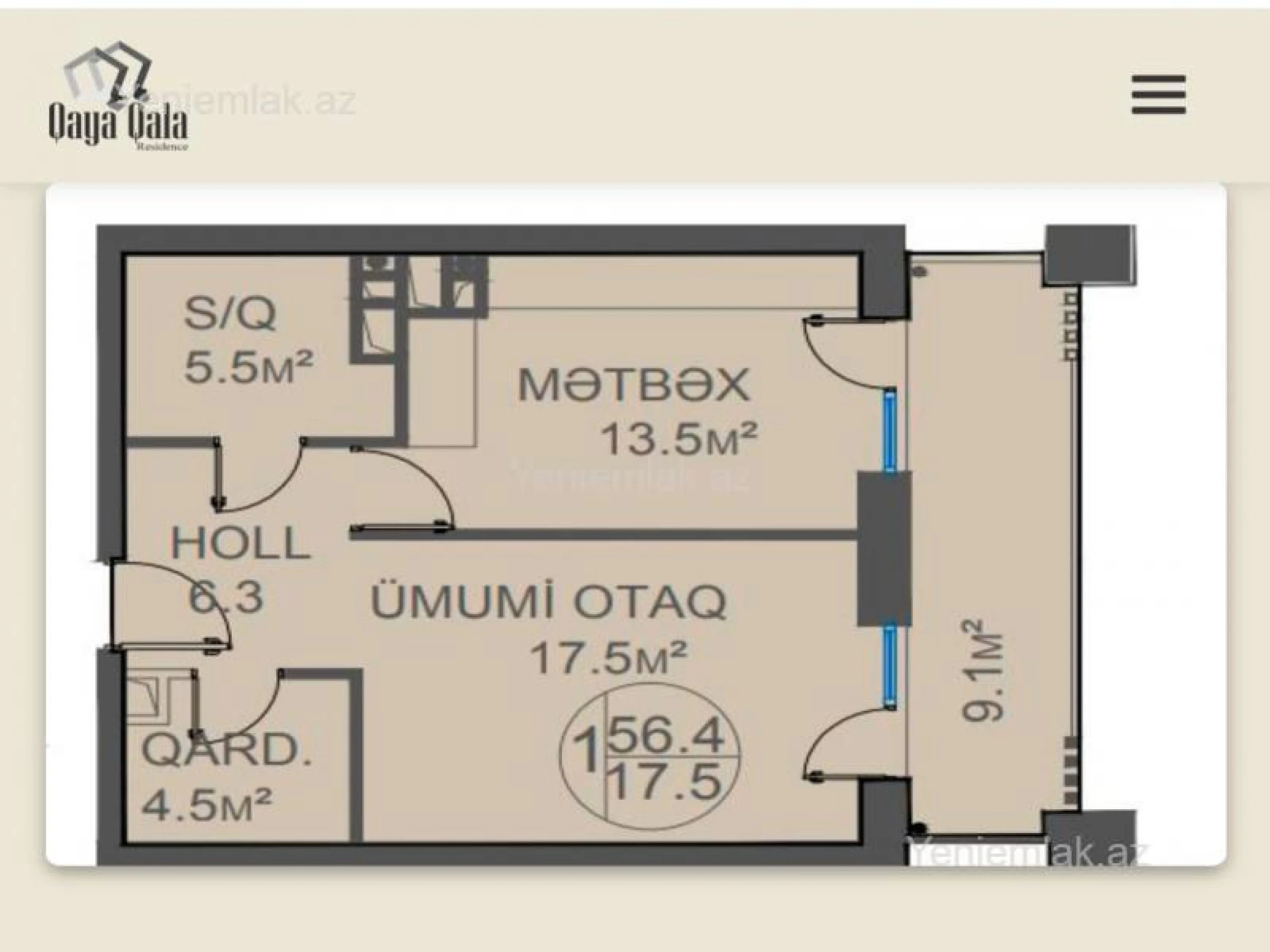 Satılır 2 otaqlı yeni tikili 65 m²