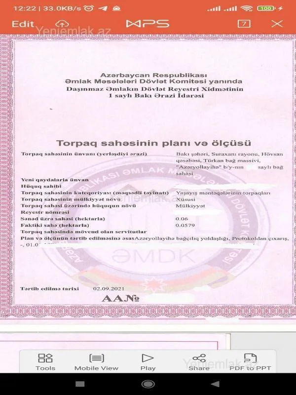 Satılır torpaq sahəsi