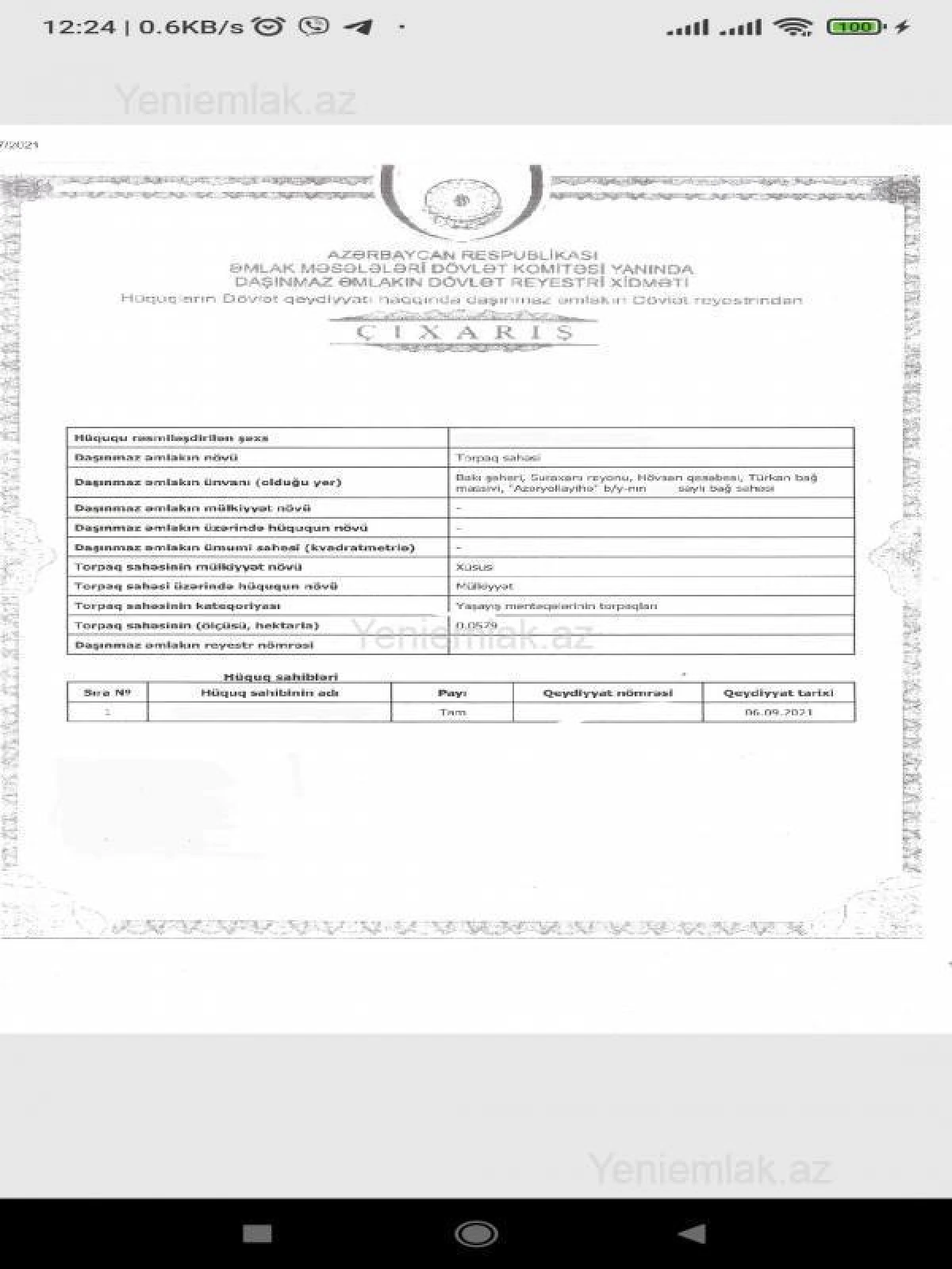 Satılır torpaq sahəsi