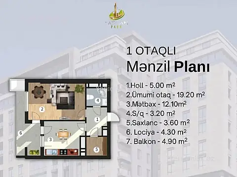Satılır 1 otaqlı yeni tikili 53.3 m²