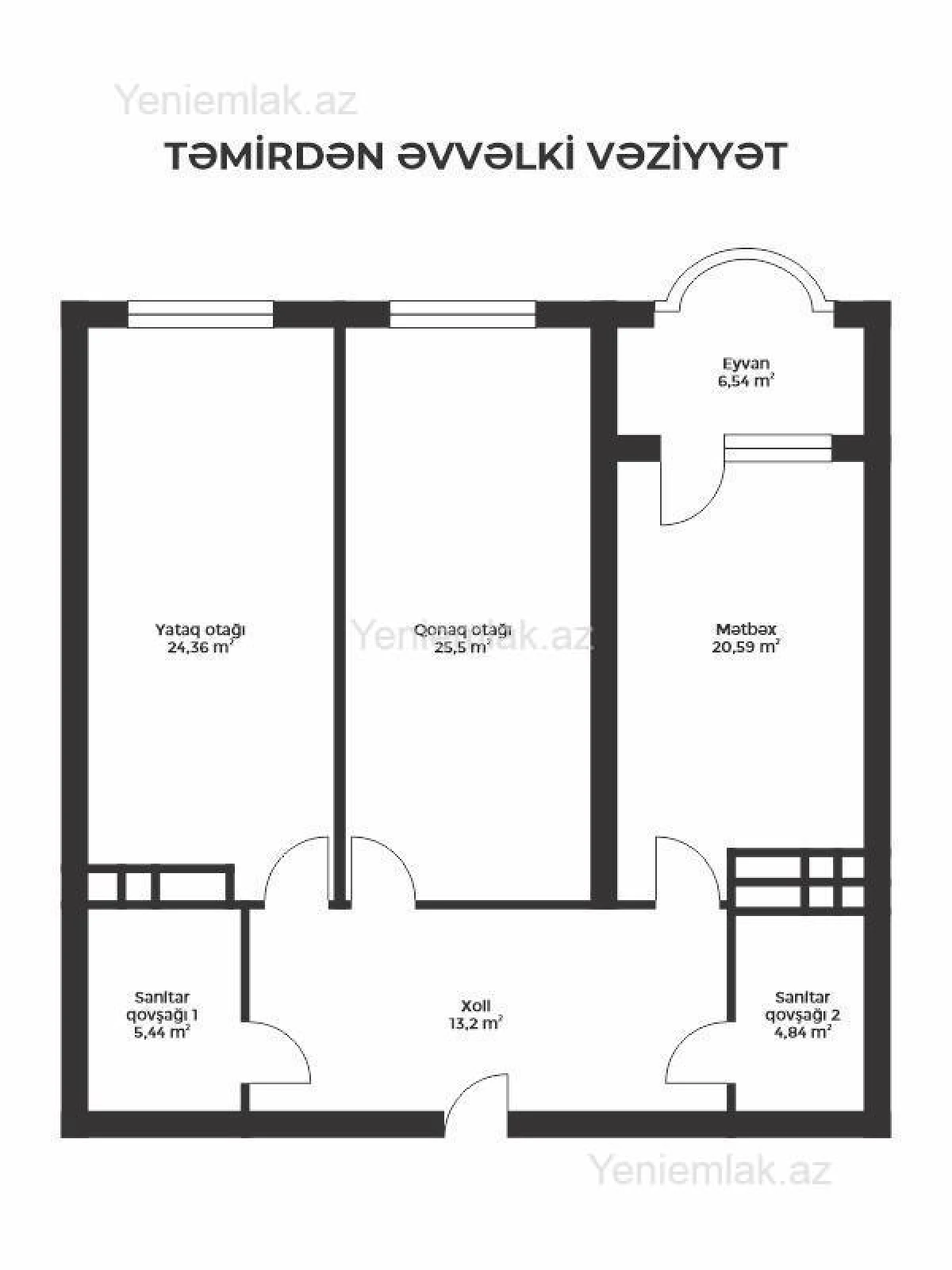 Satılır 2 otaqlı yeni tikili 101 m²