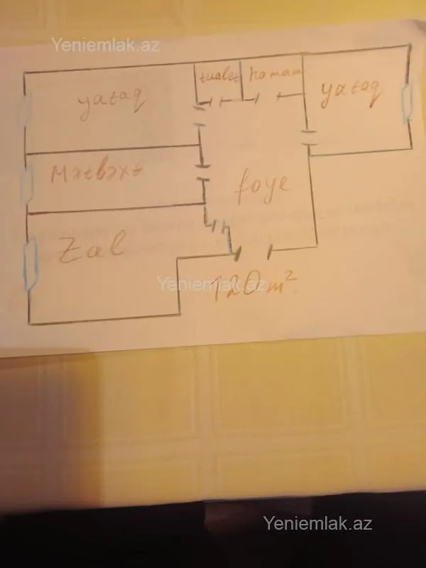 Satılır 3 otaqlı yeni tikili 120 m²