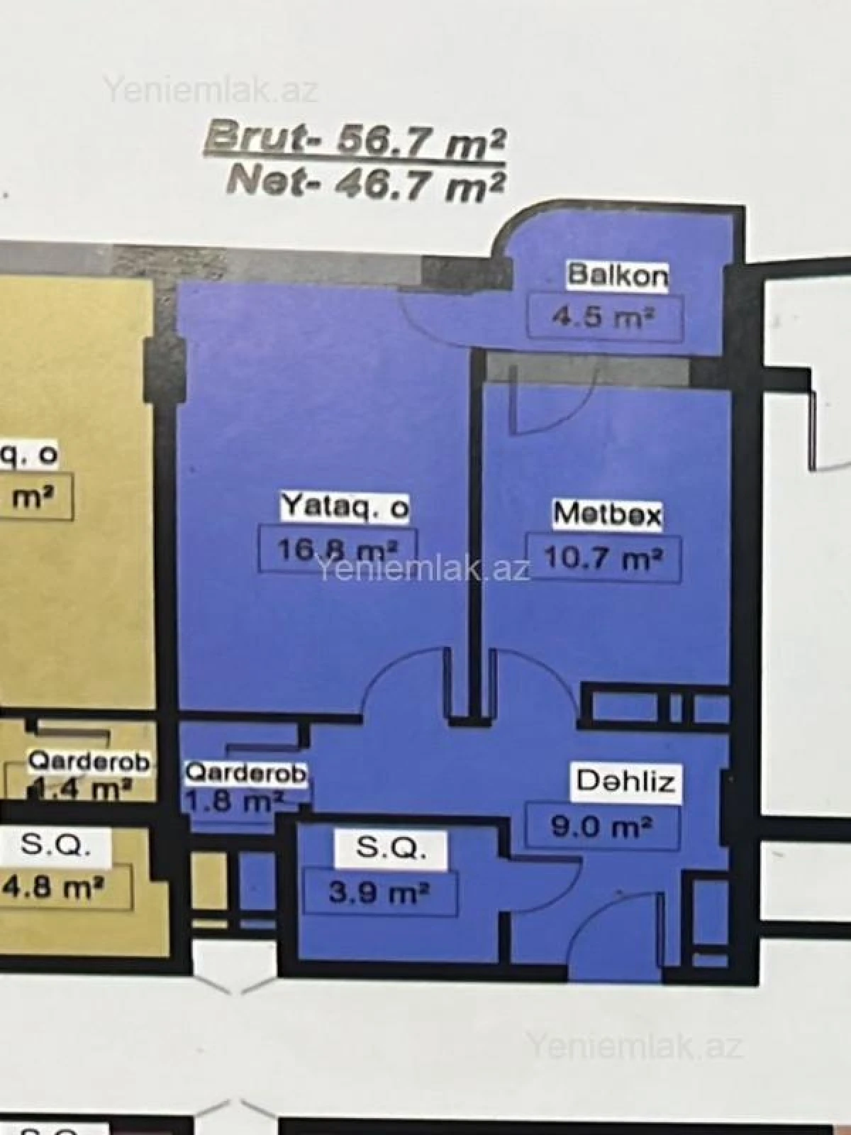 Satılır 1 otaqlı yeni tikili 57 m²