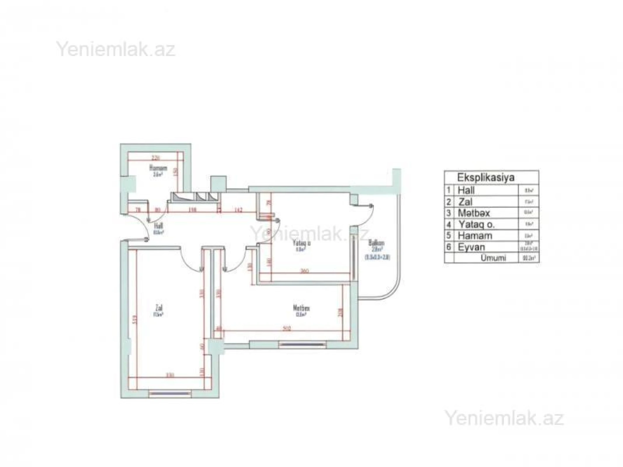 Satılır 2 otaqlı yeni tikili 53 m²
