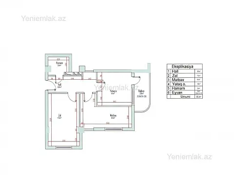 Satılır 2 otaqlı yeni tikili 53 m²