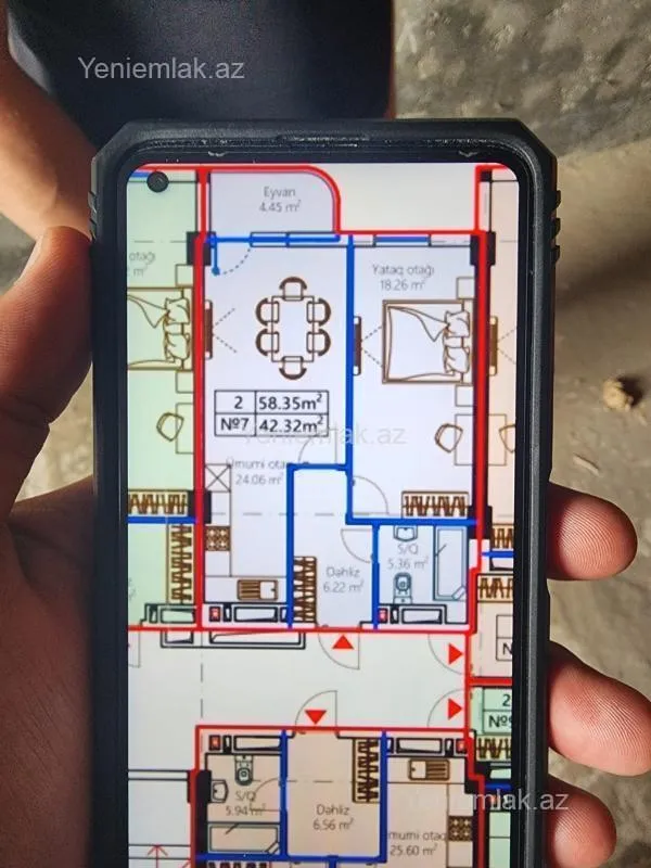 Satılır 2 otaqlı obyekt 58.35 m²