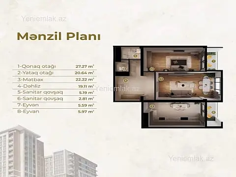 Satılır 2 otaqlı yeni tikili 110 m²