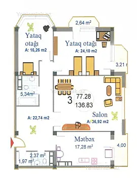 Satılır 3 otaqlı yeni tikili 137 m²
