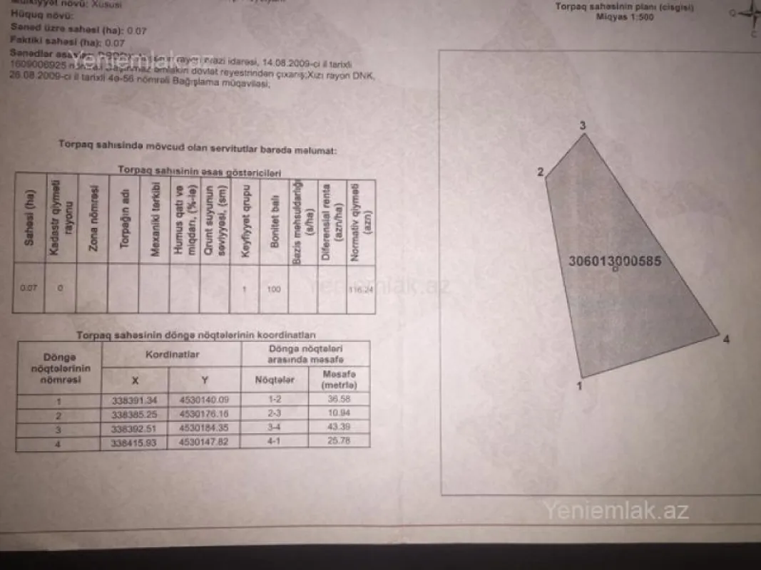 Satılır torpaq sahəsi