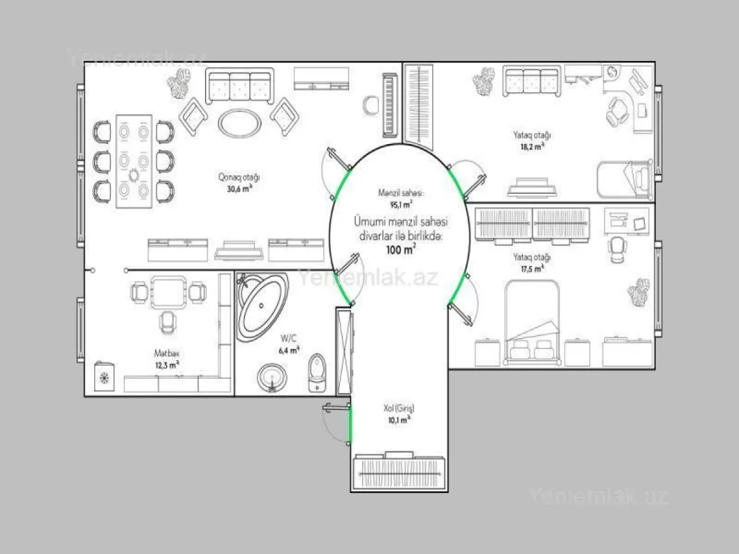 Satılır 3 otaqlı köhnə tikili 105 m²