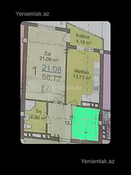 Satılır 2 otaqlı yeni tikili 56 m²