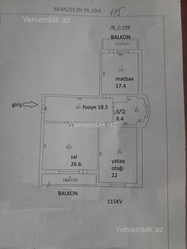 Satılır 2 otaqlı yeni tikili 115 m²