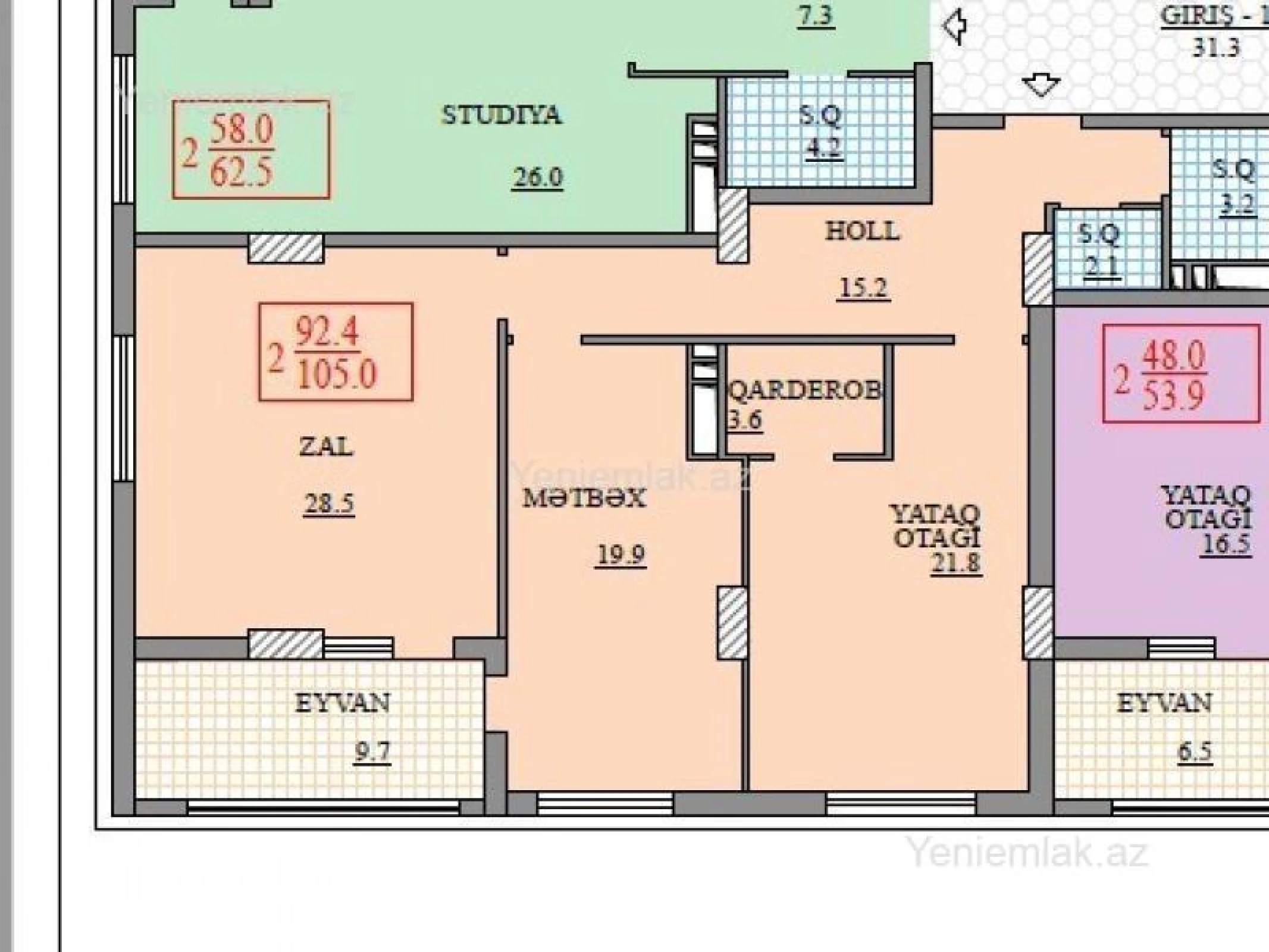 Satılır 3 otaqlı yeni tikili 105 m²