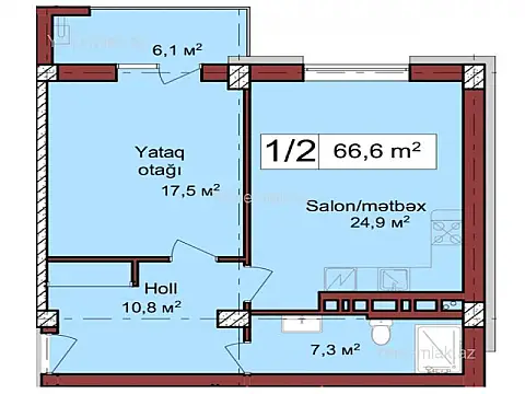 Satılır 2 otaqlı yeni tikili 67 m²