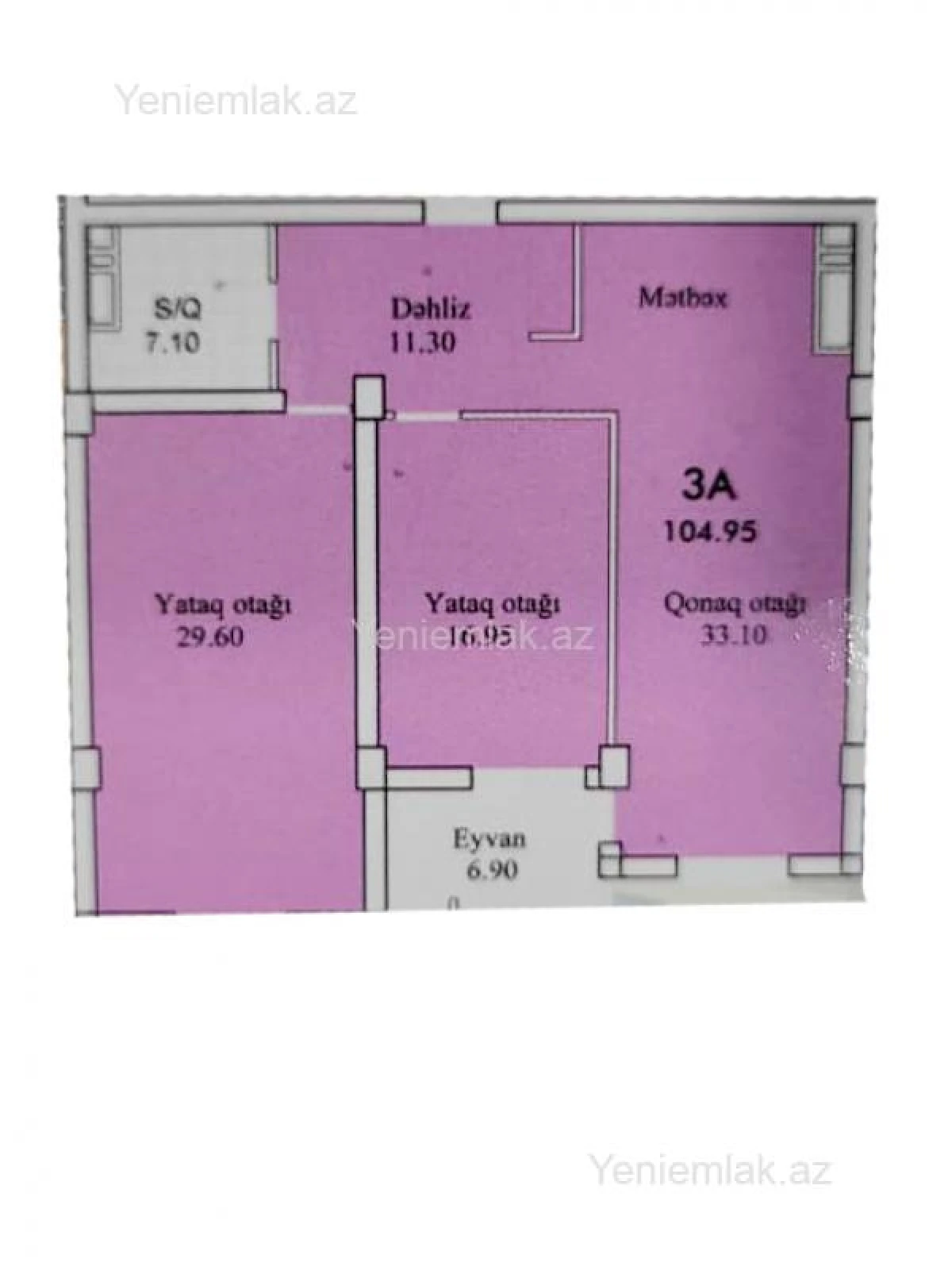 Satılır 3 otaqlı yeni tikili 105 m²