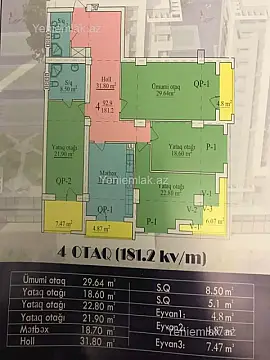 Satılır 4 otaqlı yeni tikili 181.2 m²