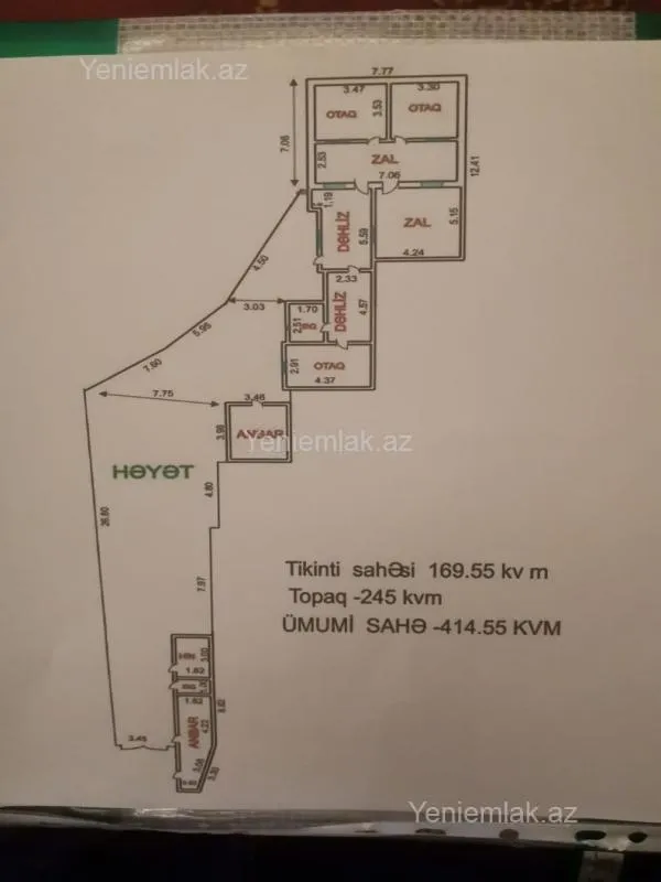 Satılır 5 otaqlı həyət evi 170 m²