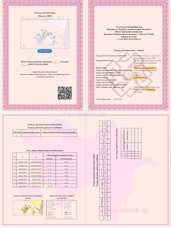 Satılır torpaq sahəsi