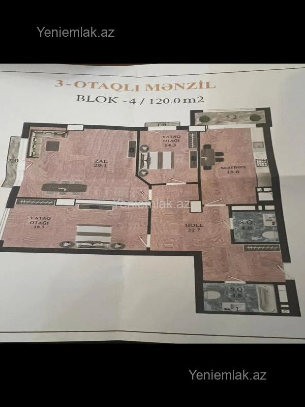 Satılır 3 otaqlı yeni tikili 120 m²