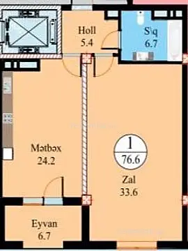 Satılır 1 otaqlı yeni tikili 80 m²