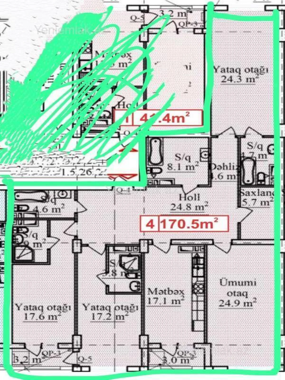 Satılır 4 otaqlı yeni tikili 171 m²