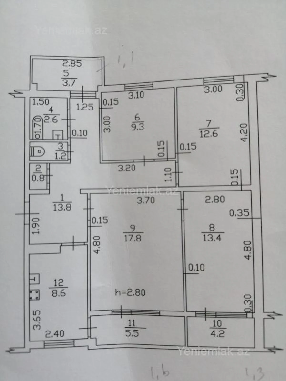 Satılır 4 otaqlı köhnə tikili 96 m²