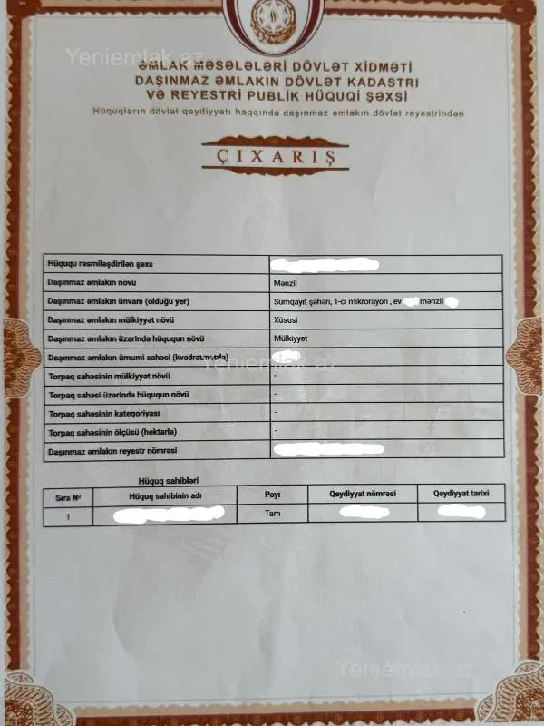 Satılır 3 otaqlı yeni tikili 95 m²