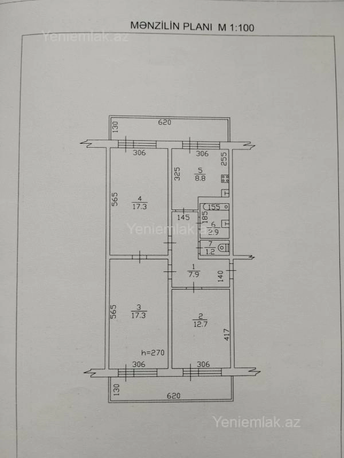 Satılır 3 otaqlı köhnə tikili 78 m²