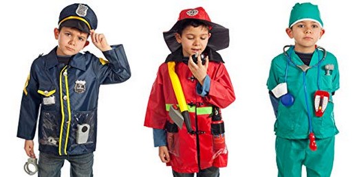 IQ Toys Set of 3 Rescue Costumes Fireman Police & Doctor 