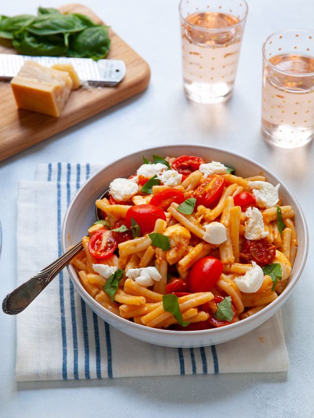 Tomato Mozzarella Pasta with Fresh Basil