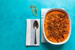 Sweet Potatoes with Sage Brown Butter Crumb Topping