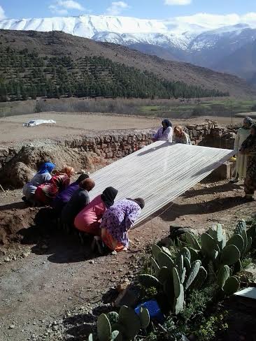 The time spent creating the warp (pictured above) or preparing the wool was included in the 280 hours the cooperative recorded.