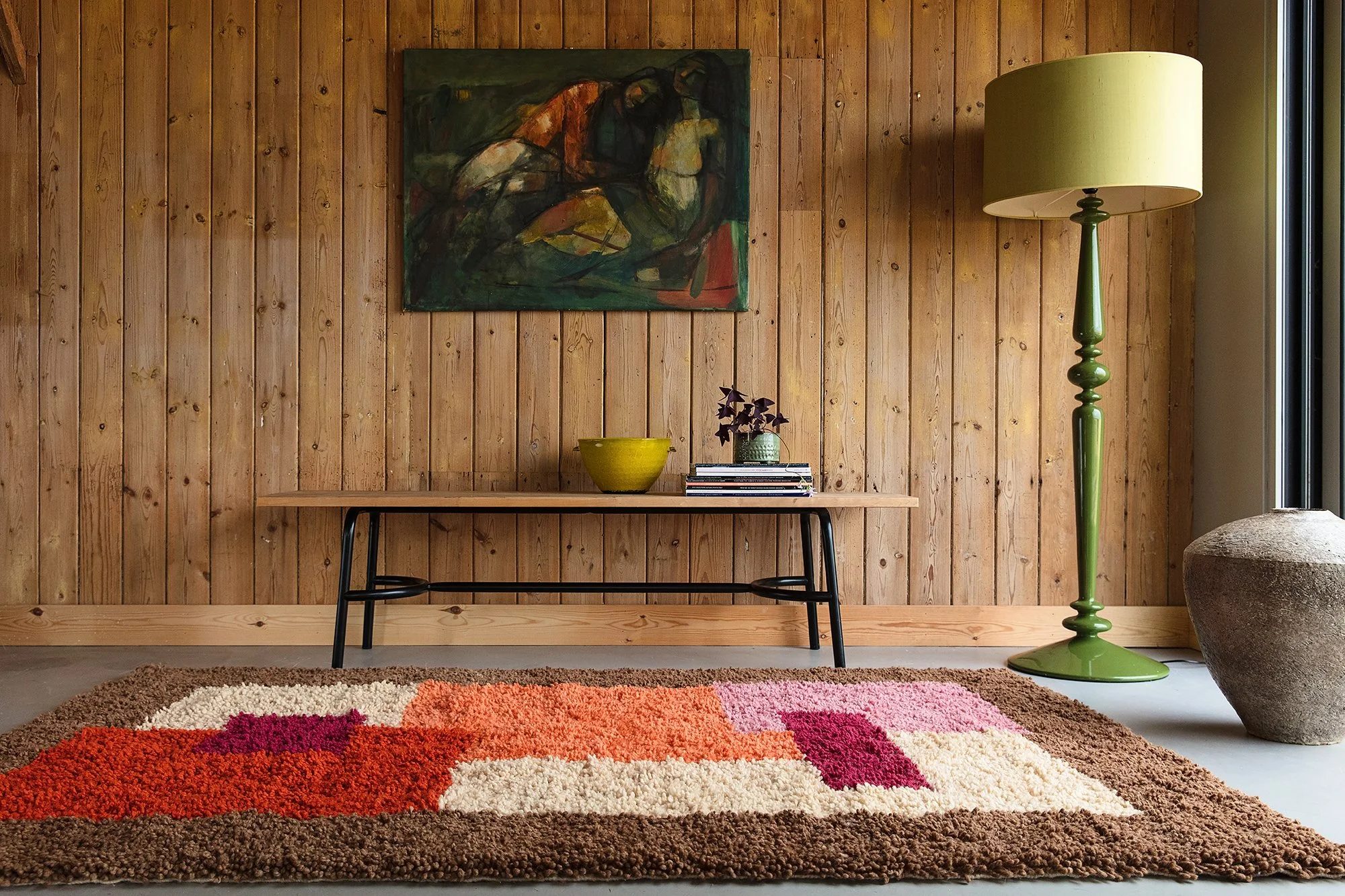 Souk rug by The Lore Project in a wood-panelled room