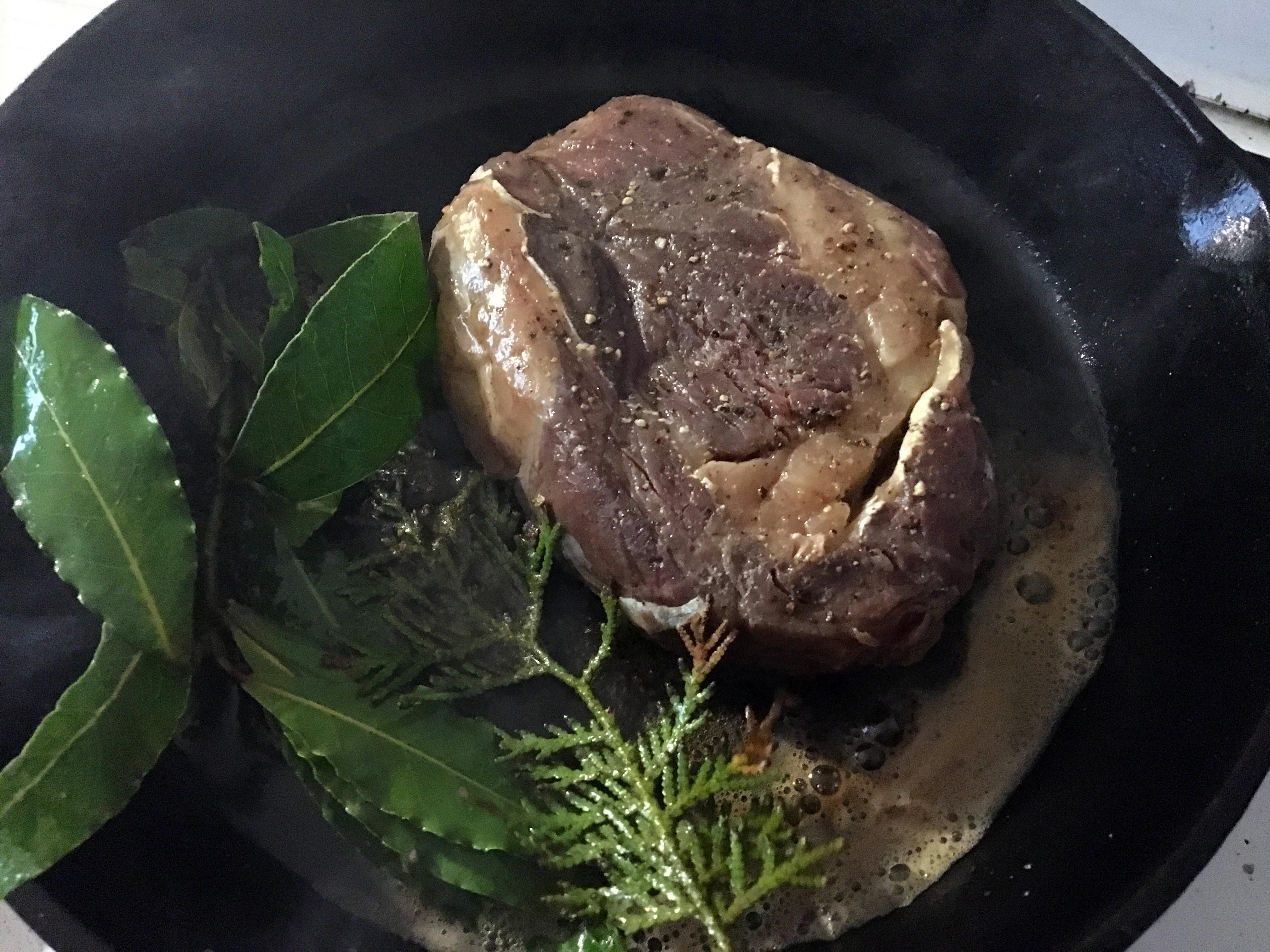 Sous Vide Bison Ribeye Au Poivre