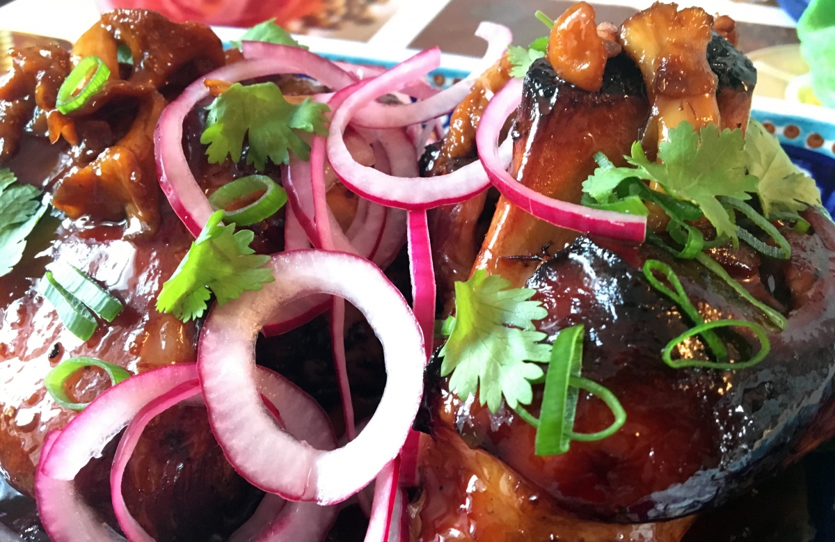 Sous Vide Sweet And Sour Pork Shank With Chanterelle Glaze