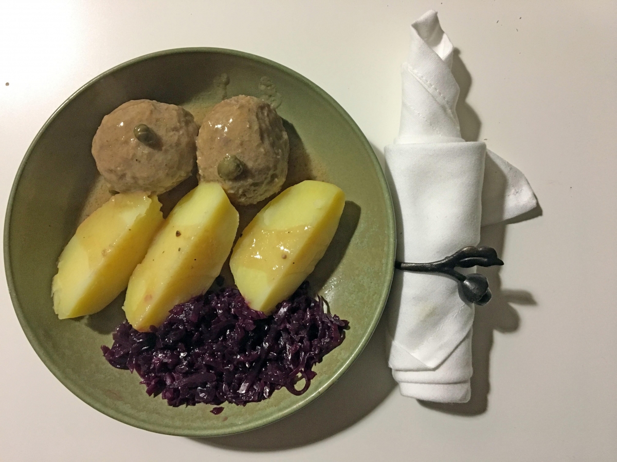 Sous Vide Veal and Pork Meatballs in Lemon Caper Sauce