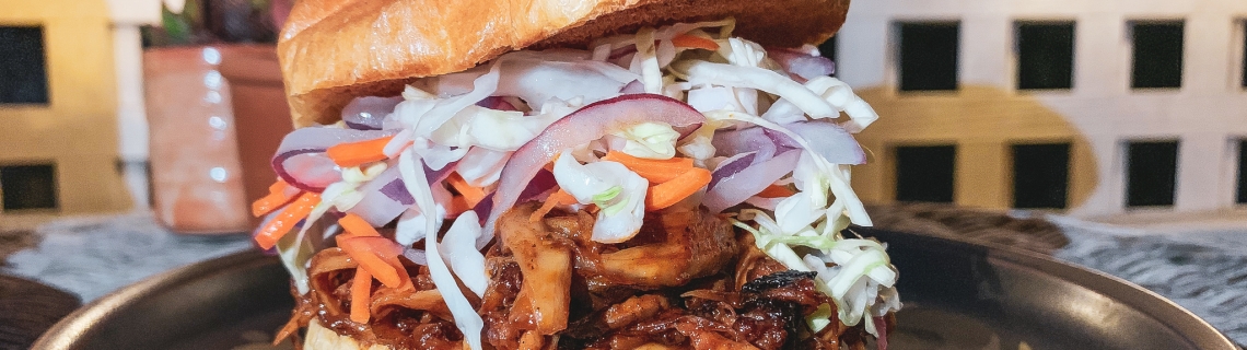 BBQ Pulled King Trumpet Mushroom Sando