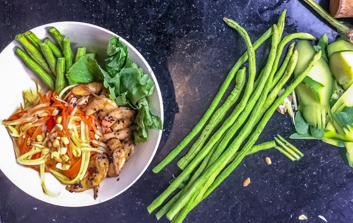 Green Papaya Salad with Sous Vide Shrimp