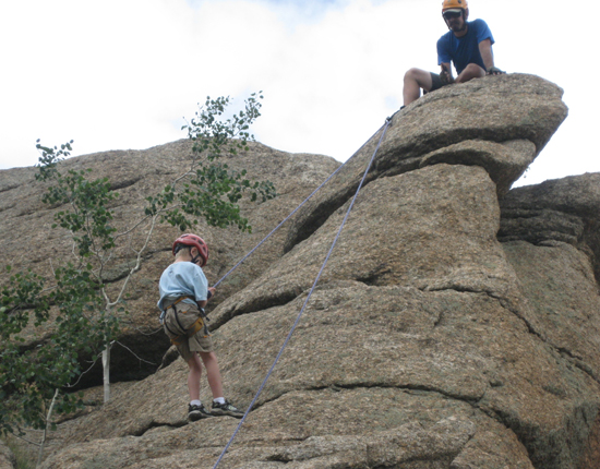 And everyone has a chance to challenge themselves climbing and rappelling...