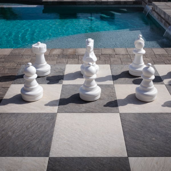 Chess pieces the size of small children