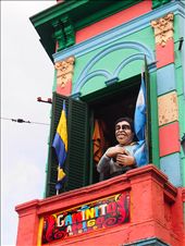 Maradona in the balcony, El Boca: by 7dayadventurer, Views[284]
